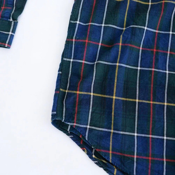 VTG 90'S Tommy Hilfiger Blue And Green Cross Pattern Cotton Button Down Shirt XL - Picture 8 of 10